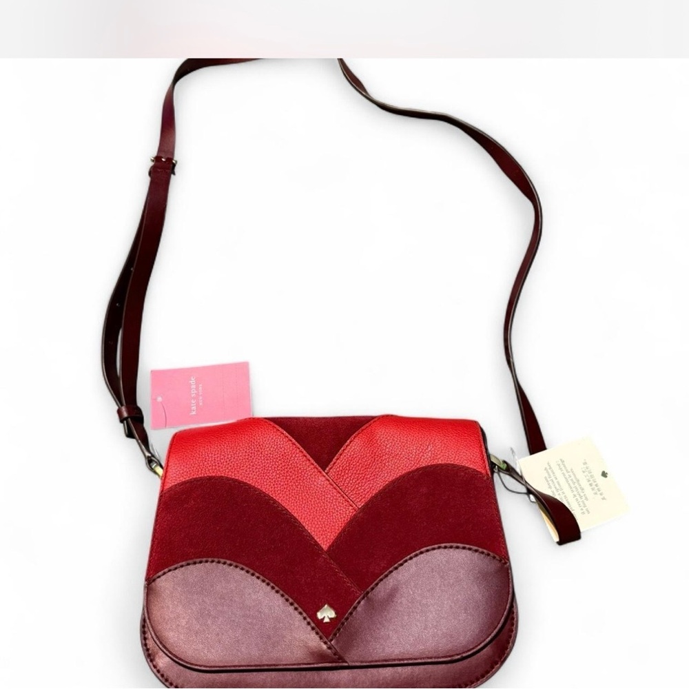 Kate Spade Patchwork Medium Flap Red and Burgundy Women's Bag